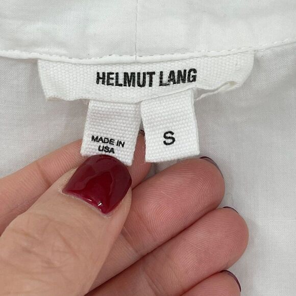Helmut Lang Element Sheer Hem Shirt Cotton Silk White Ivory Women Small - Picture 8 of 13